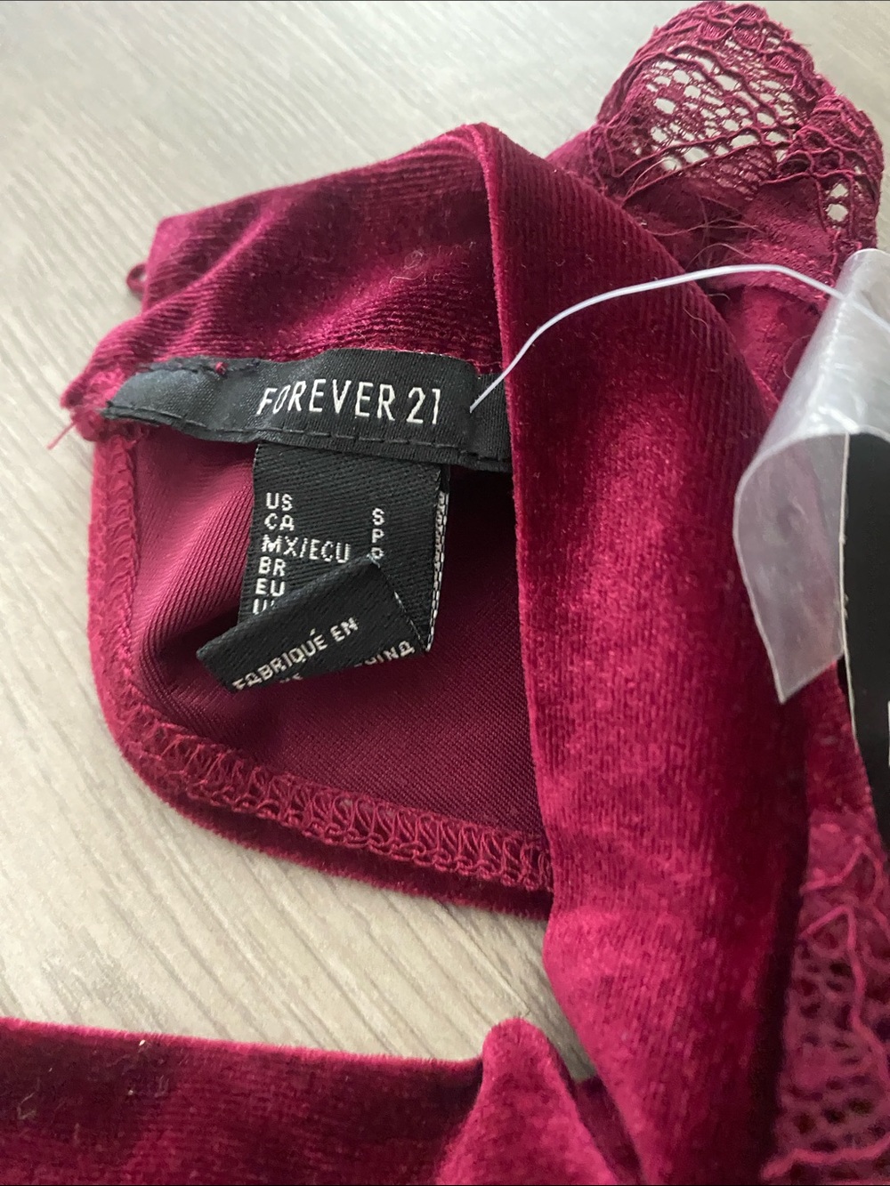 Velvet Lace Halter Bodysuit - Burgundy - SMALL NWT - Picture 2 of 3
